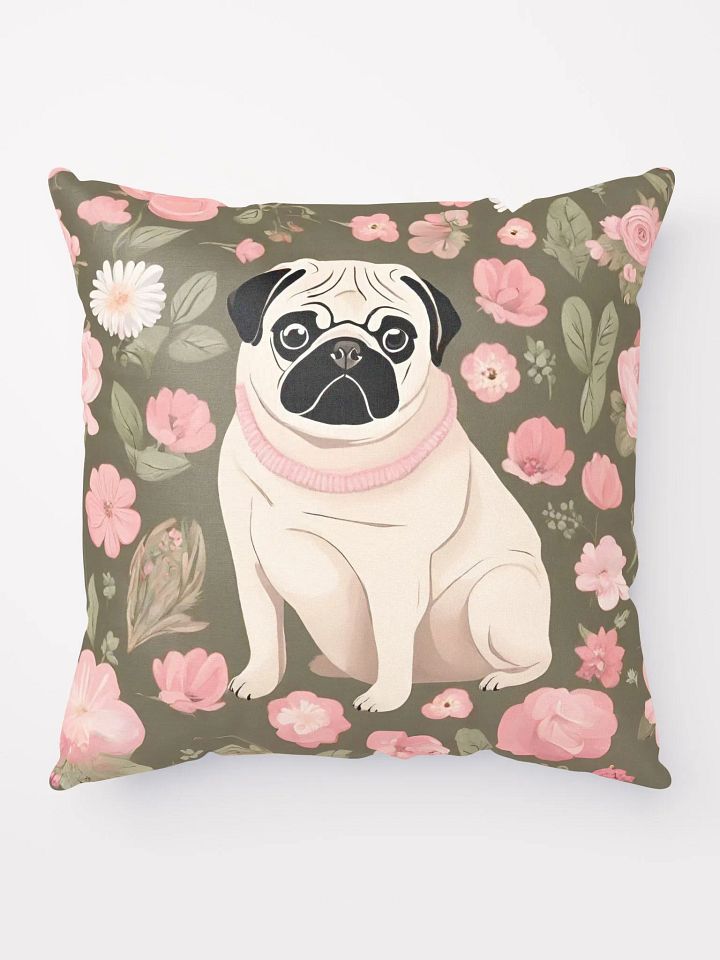 Pug and Flowers Pattern Pillow product image (1)