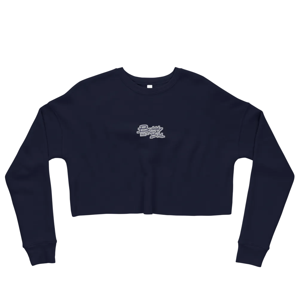 Bubbly and a B*tch (navy & white thread) embroidered fleece crop crew product image (3)