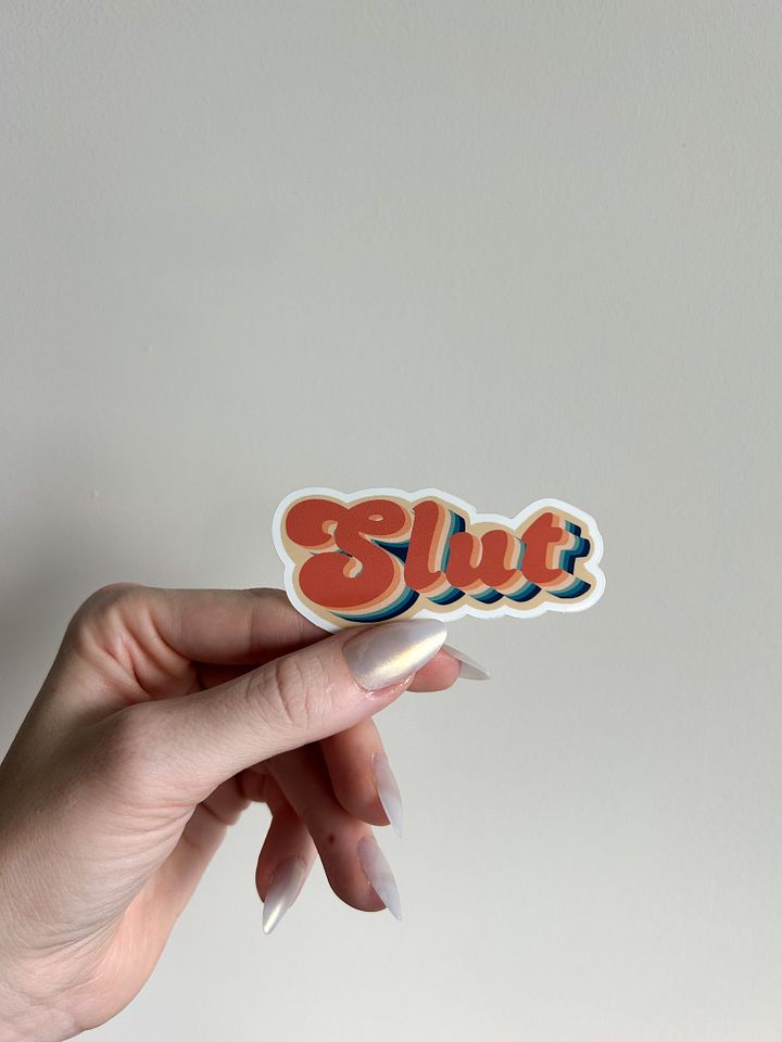 Slut Glossy Vinyl Sticker | Sex positive stickers great for laptops, bottles, Notebooks, bachelor or bachelorette parties product image (1)