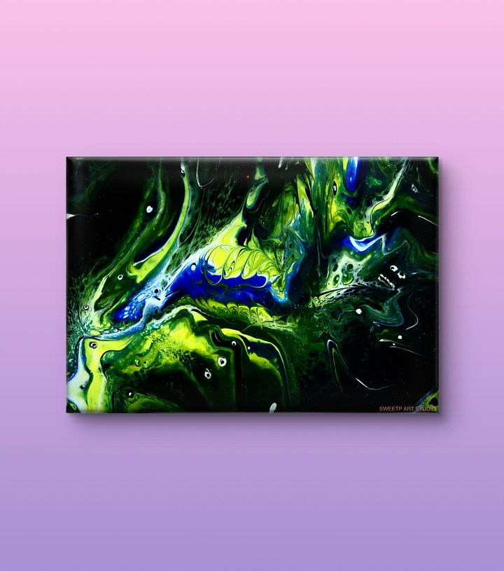 Creatures Within The Mystery Green Blue Abstract | Original Canvas Painting product image (1)