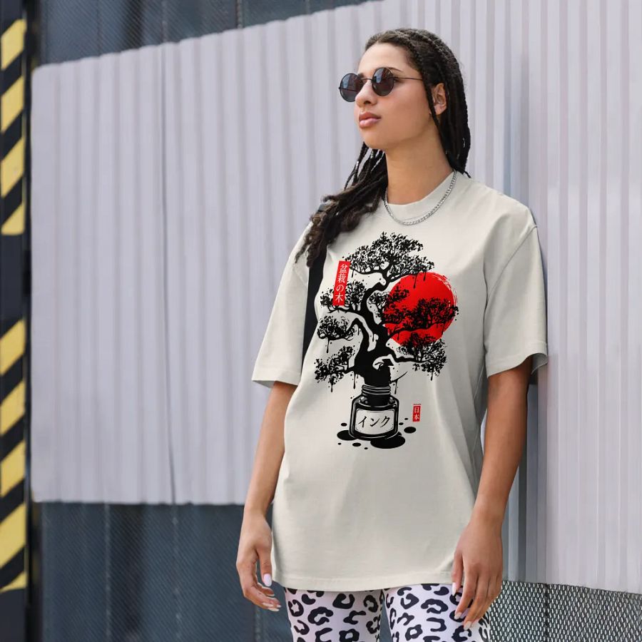 Black Bonsai Japanese Ink - Oversized Tee product image (8)