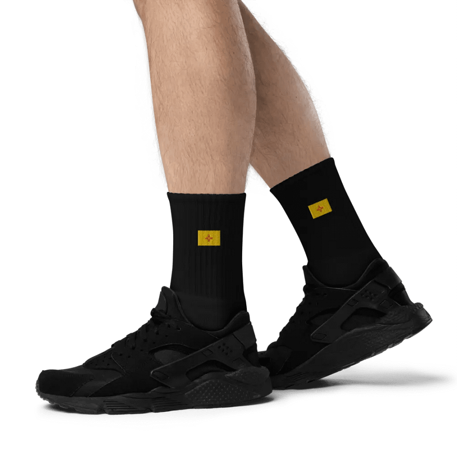 "New Mexico" Zia Sun Symbol Embroidered Crew Socks product image (6)