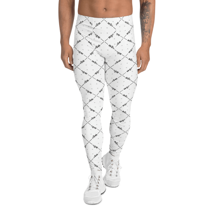 Hitori Tattoo 사랑해 All-Over Print Men's Leggings in White product image (1)