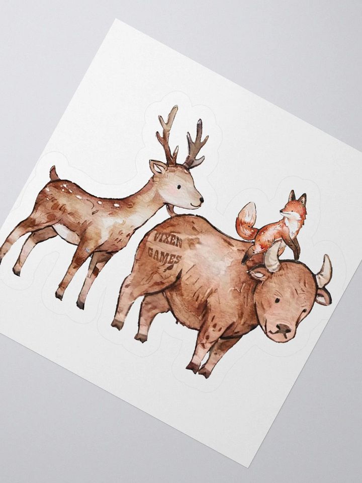 Watercolor Stag and Vixen riding a Bull vinyl sticker product image (5)