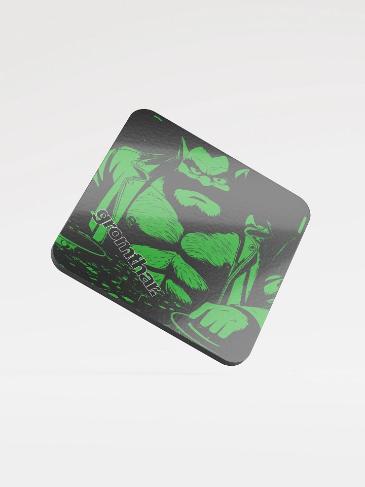 Gromthar's Angry Beats Glossed Cork Coaster product image (1)