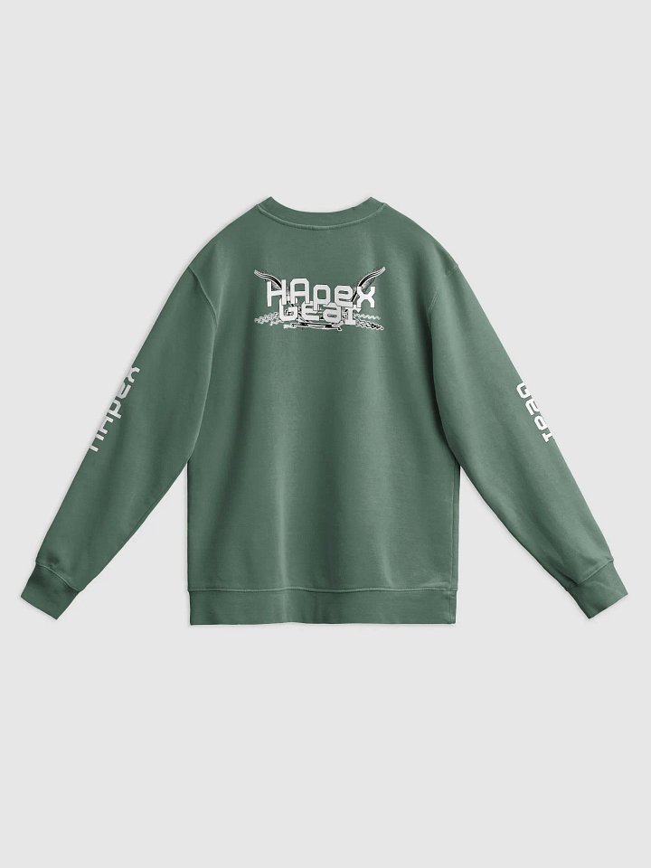 Unisex Midweight Pigment Dyed Sweatshirt - White HApex Gear Black Logo product image (28)