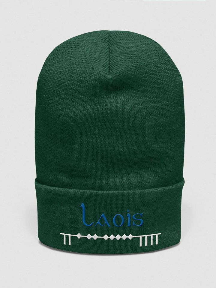 Laois Scholastic Style Ogham, white and blue, embroidered Cuffed Beanie product image (36)