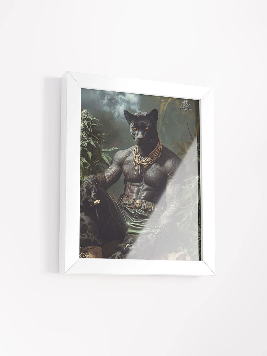 Framed Stoner Poster - Puma Man Smoking Blunt Art - Unique Home Decor - Ready to Hang product image (12)