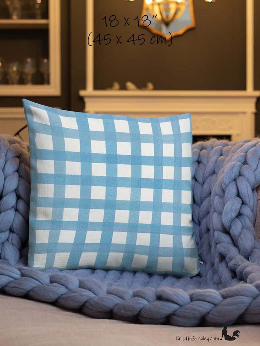 Classic Blue Gingham Checker on White Premium Pillow Case product image (6)