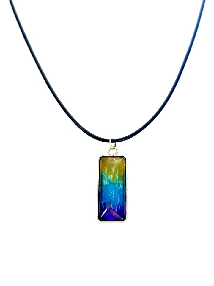 Electric Tide Pendant Necklace | Yellow, Blue & Purple Gradient | Rectangle Cabochon | Monique Faella Designs™ | MFD-00153 product image (2)