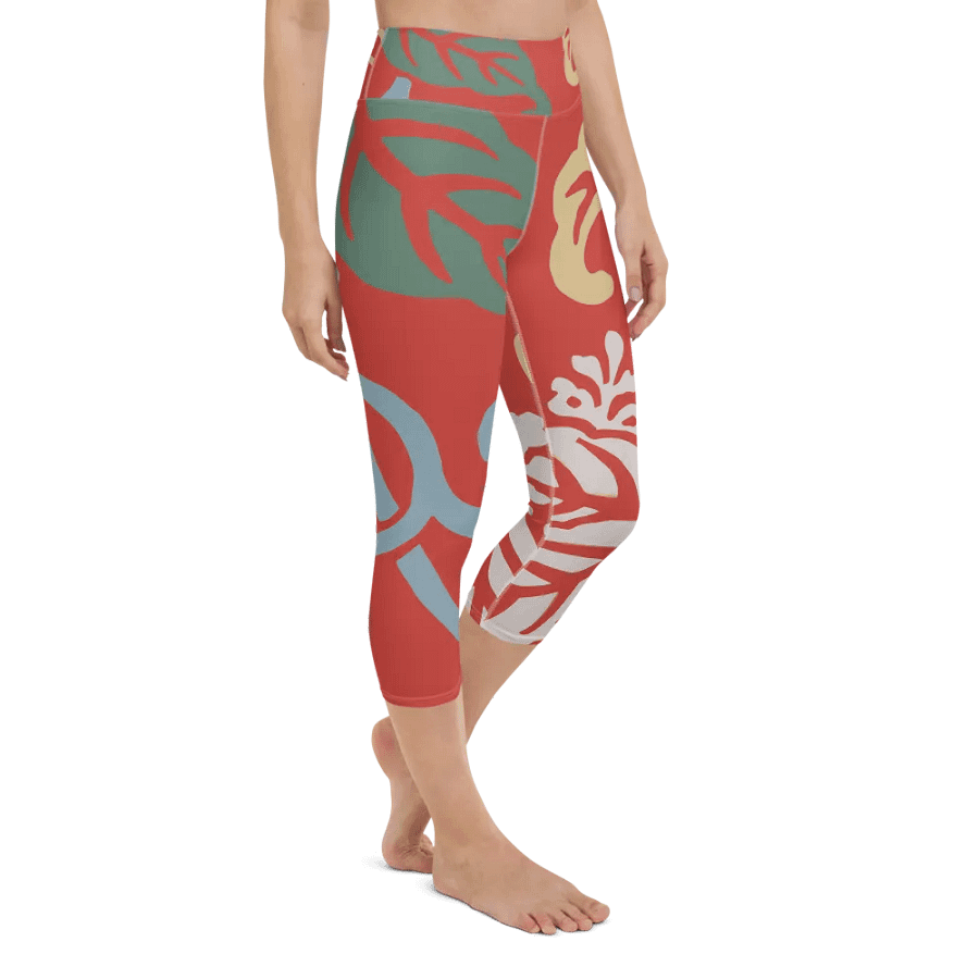 Japanese Vintage Floral Capri Yoga Leggings product image (9)