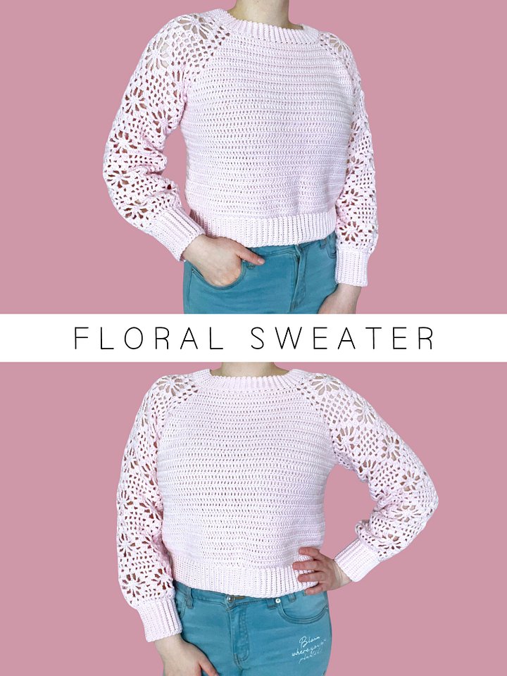 Crochet Pattern: Floral Diamond Sweater, Size M/L product image (1)