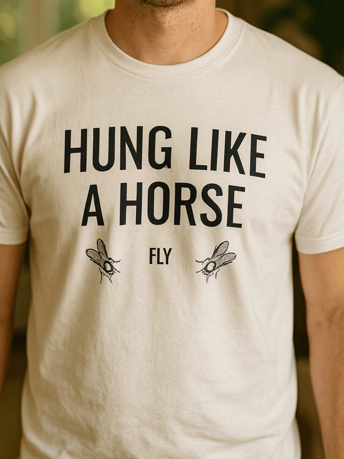 "Hung Like A Horse Fly Shirt" – Funny & Bold Graphic Tee product image (1)