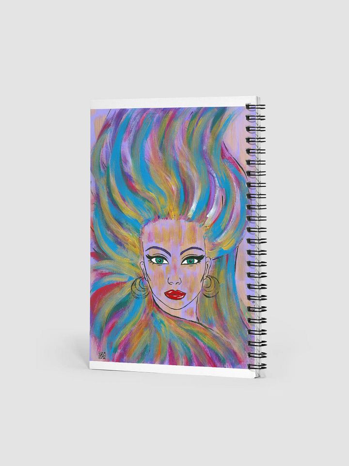 Girl with the colorful hair (art by Dina R.) acrylic painting picture - Spiral Notebook product image (2)