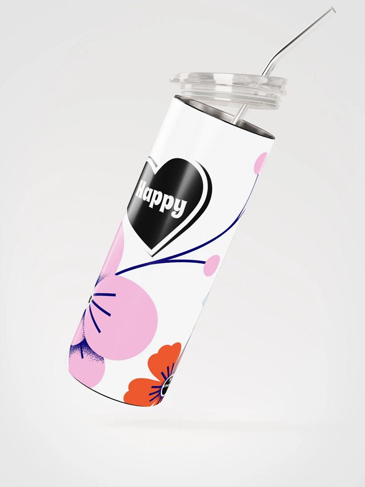 20 oz vacuum insulated Stainless Steel Tumbler with reusable Straw, leak proof cup lid, Floral Tumbler Mug Flasks. product image (2)