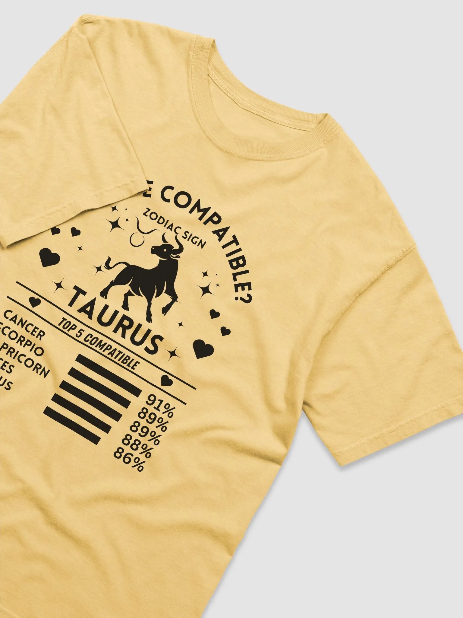 Taurus Zodiac Sign Romantic Compatibility T-Shirt - Light Comfort Colors 1717 product image (34)