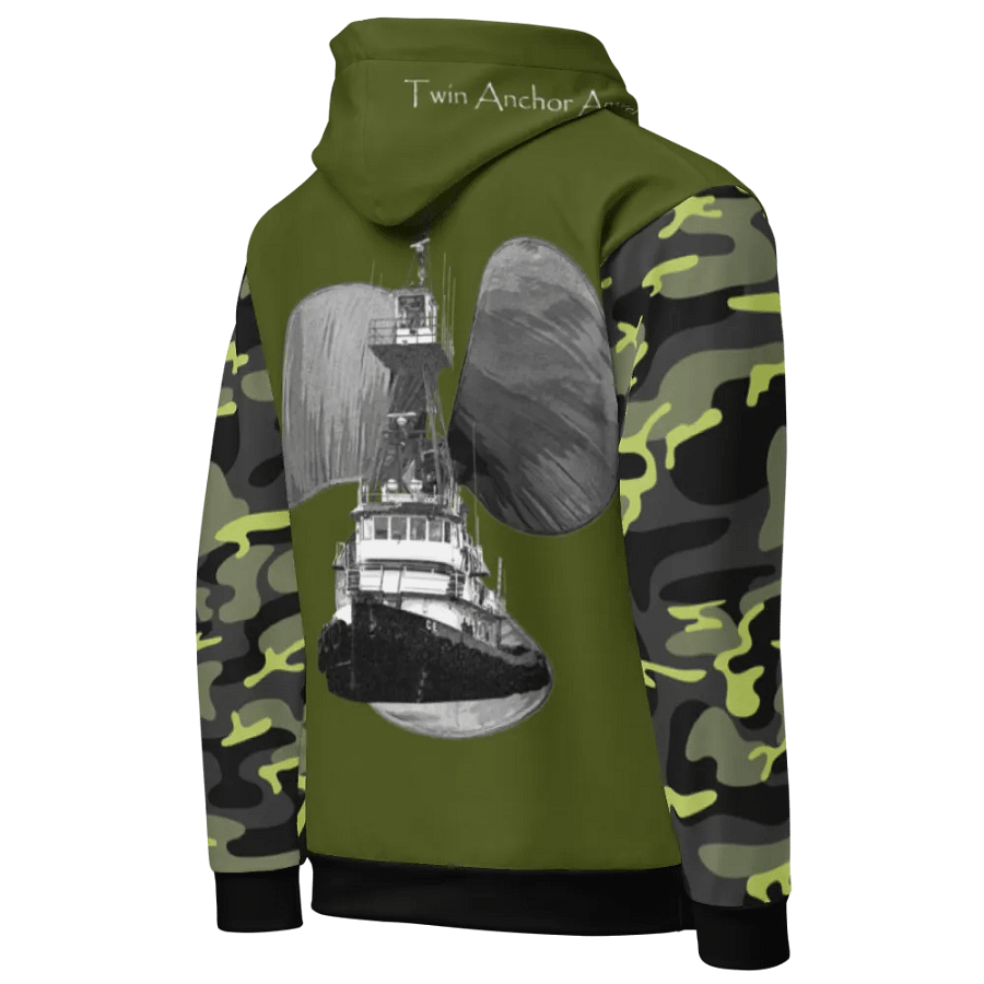 Camouflage & Green Three blade prop Tug CE Hoodie product image (9)
