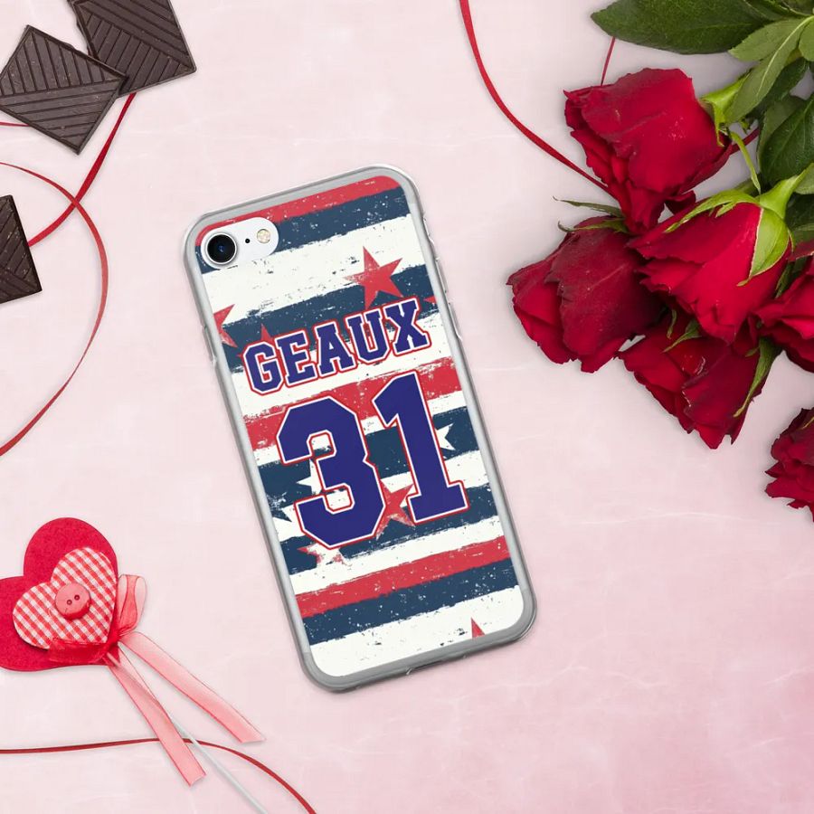 Geaux 31 - Vintage Stars & Stripes Pattern iPhone Clear Case product image (9)
