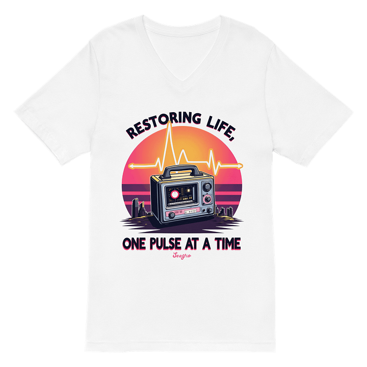 Retro Defibrillator 'Restoring Life' V-Neck Tee product image (2)