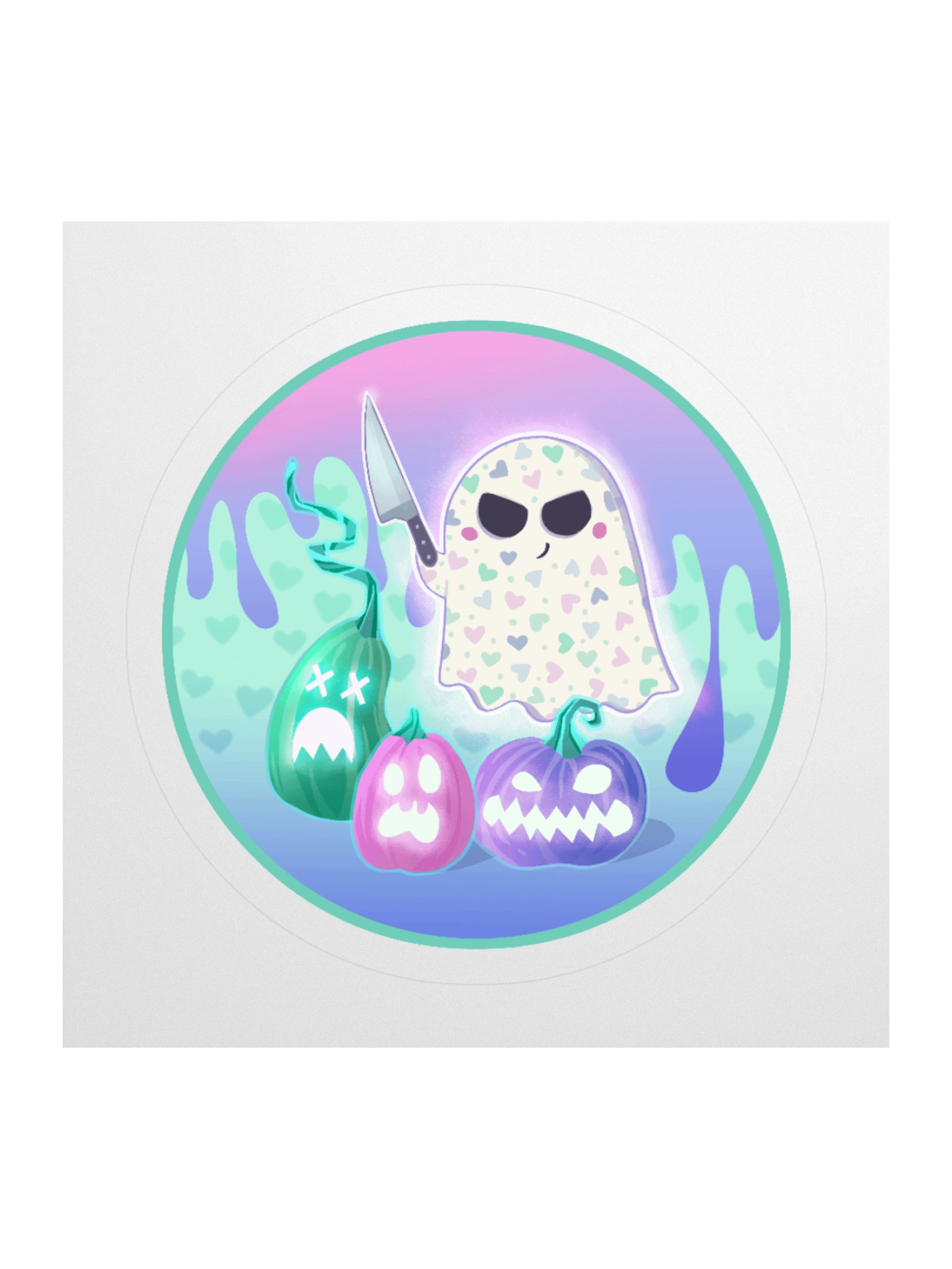 Pastel Little Ghost Pumpkin Carver - Vinyl Sticker product image (2)
