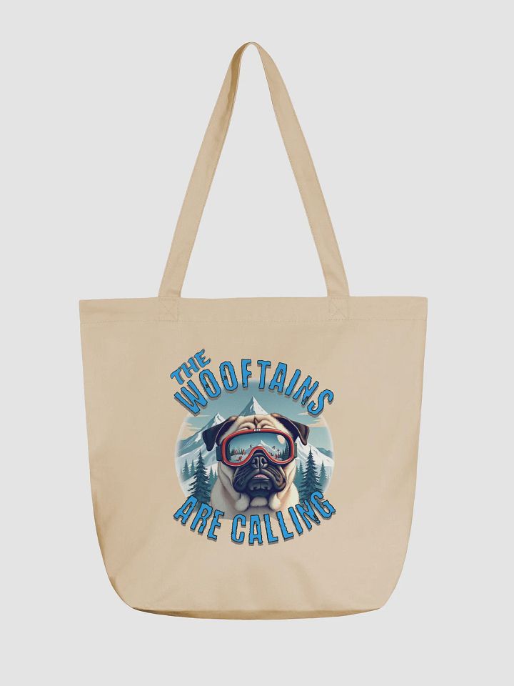 The Wooftains Are Calling Dog Pug Skiing Wanderlust Eco Tote product image (5)