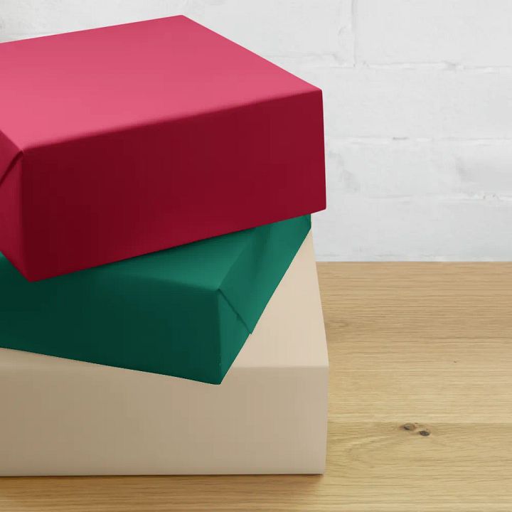Mixed (Red, Green, Champagne) Solid Holiday Christmas Wrapping Paper Sheets (3) product image (2)
