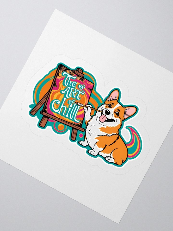 Chill Corgi Art Kiss Cut Stickers product image (6)