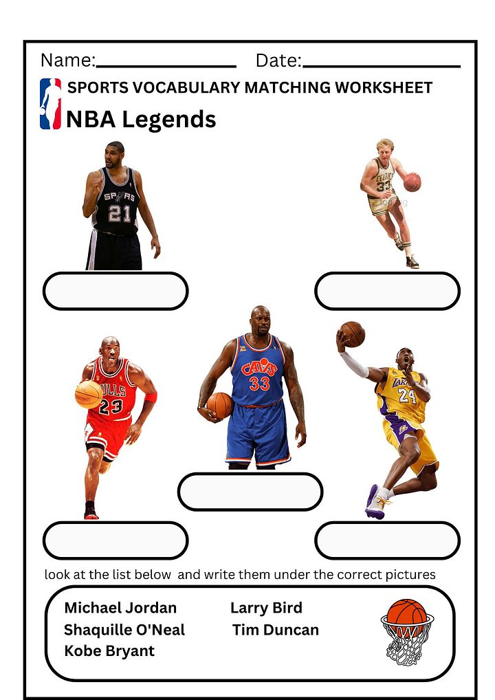 NBA Legends Sports Trivia Worksheet PDF product image (1)