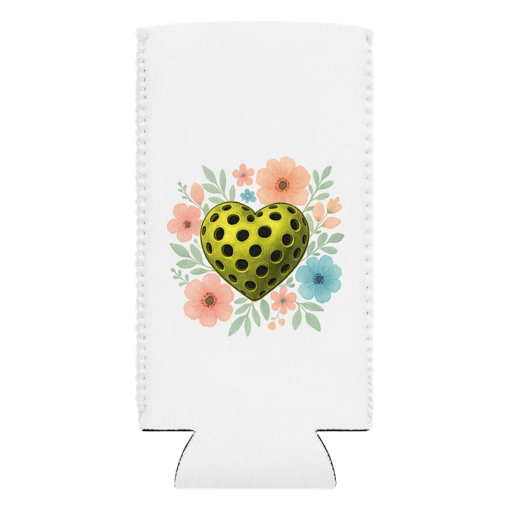 Pickleball Heart Flowers Floral Coozie Can Cooler product image (1)