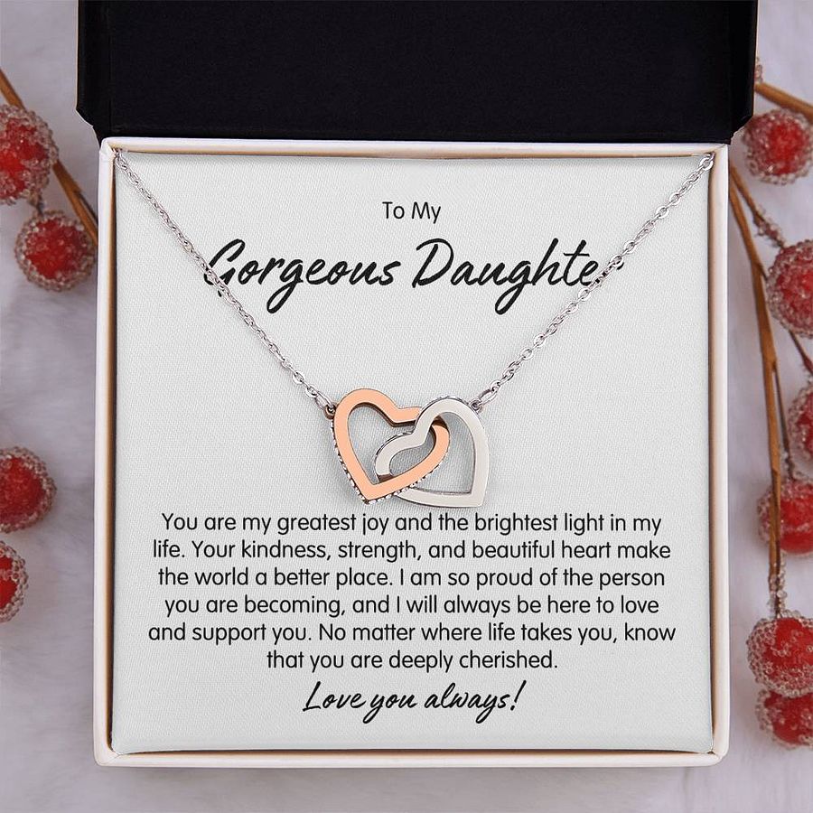 To My Gorgeous Daughter Interlocking Heart Necklace - You Are My Greatest Joy product image (4)