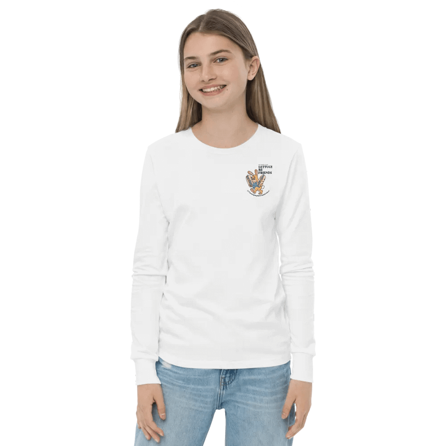 Lettuce Be Friends Cartoon Rabbit Long Sleeve Tee product image (2)