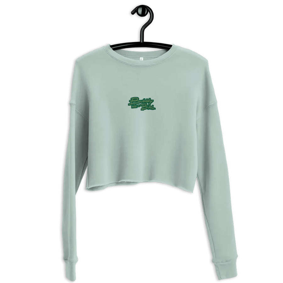 Bubbly and a B*tch (moss bubble design) embroidered fleece crop crew product image (5)
