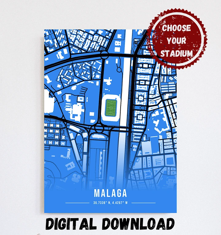 Estadio La Rosaleda Map Design Digital Download product image (1)