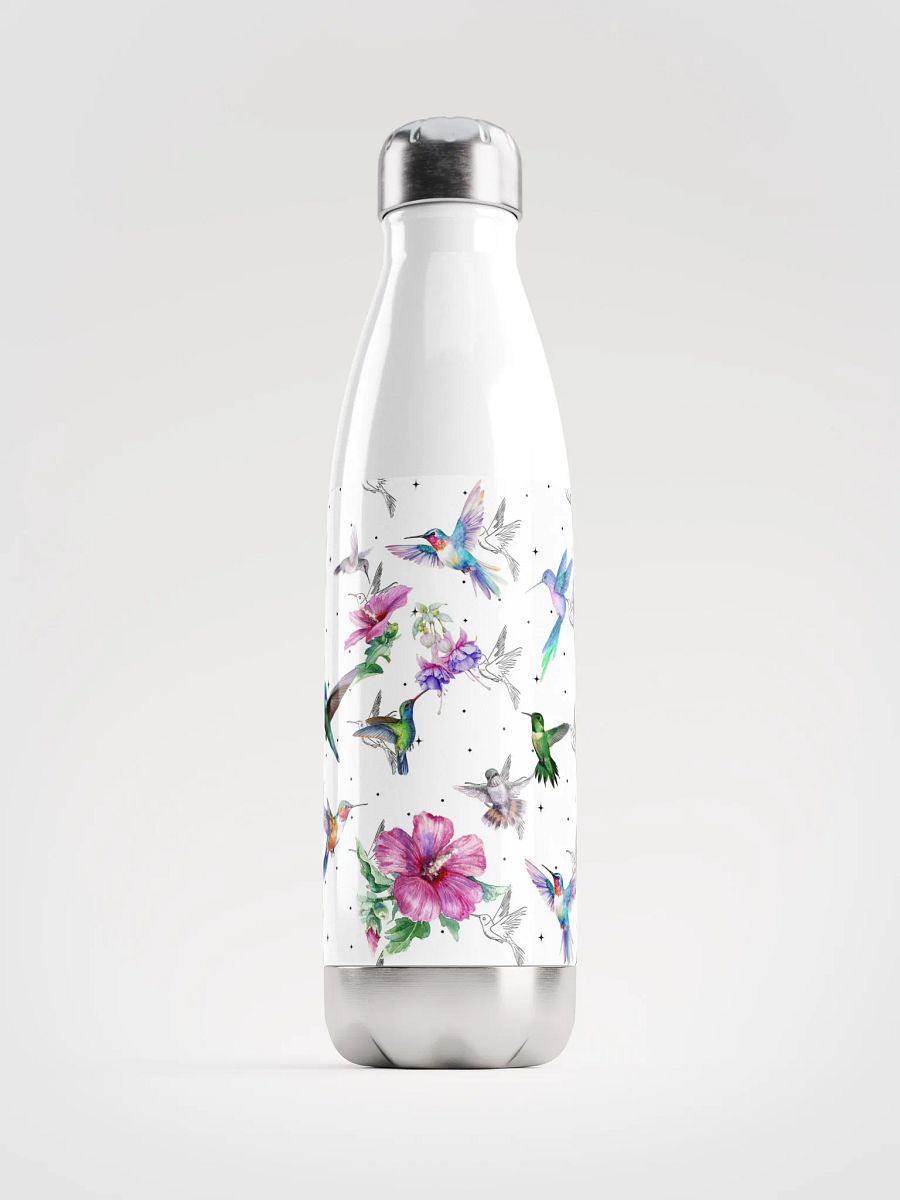 Whimsical Hummingbird and Flower Stainless Steel Water Bottle product image (1)