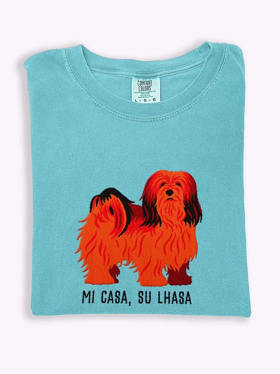 Mi Casa, Su Lhasa T-Shirt(Embroidered) of a Lhasa Apso(Red) product image (1)