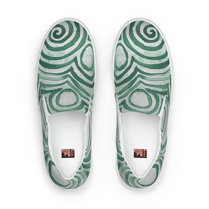 "Green Swirl" Canvas Slip On Shoes (Women's) product image (1)