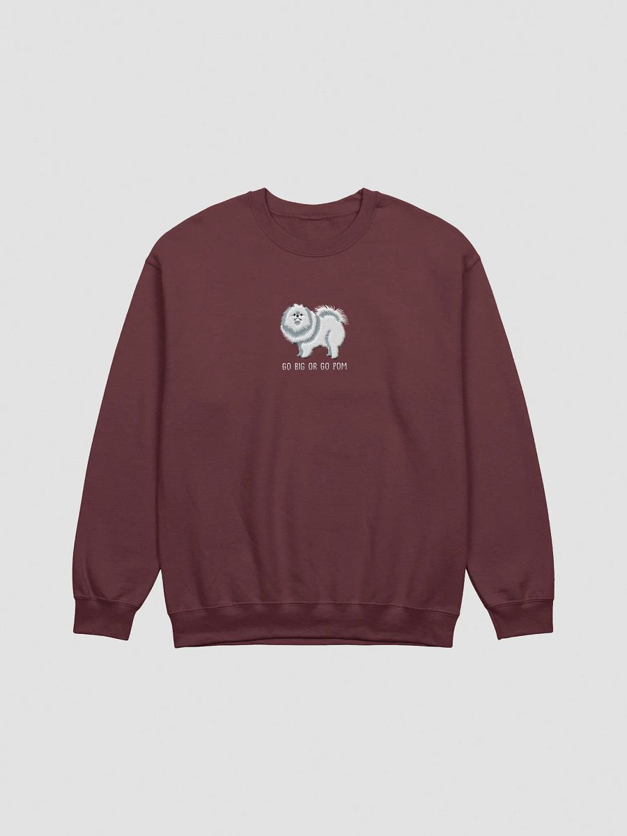 Go Big or Go Pom Sweatshirt (Embroidered) of a Pomeranian(White) product image (10)