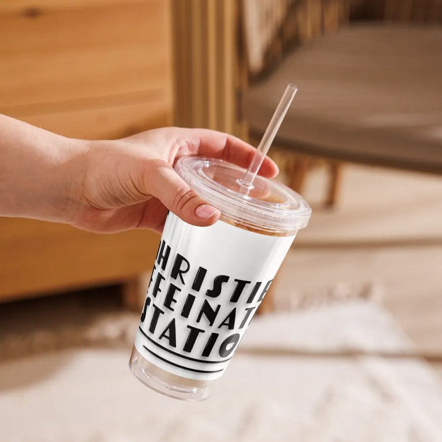 Clear Tumbler Cup with Lid & Straw - Black Text Logo product image (9)