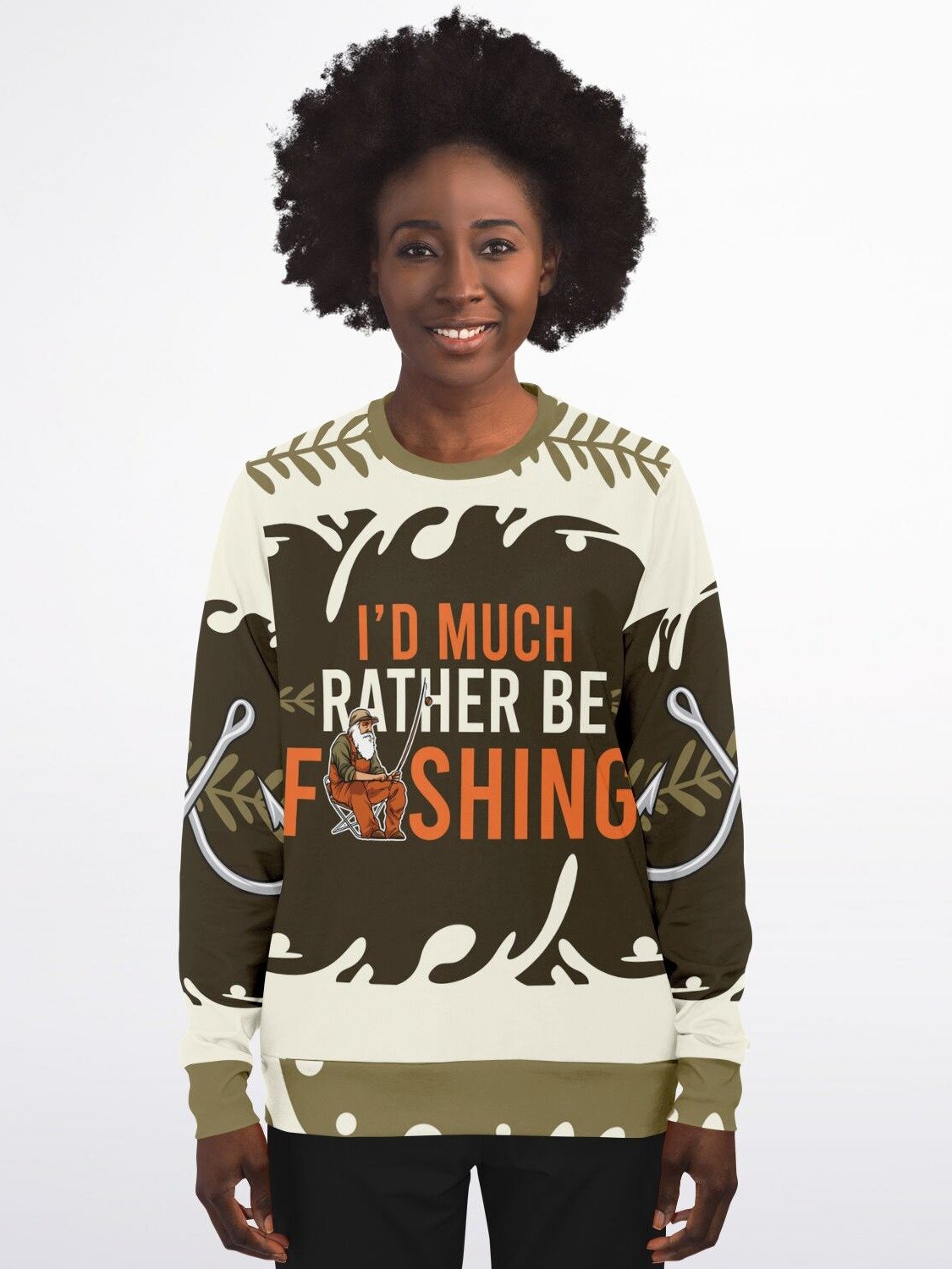 "I’d Much Rather Be Fishing" Sweatshirt - Vintage Fisherman Graphic | Cozy Outdoors Gift for Fishing Lovers | Stylish Unisex Sweatshirt product image (7)