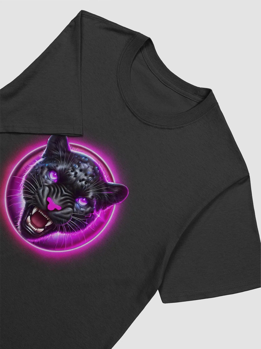 Pink Glow Magenta Black jaguar Badge Design (Unisex Black T-Shirt) product image (3)