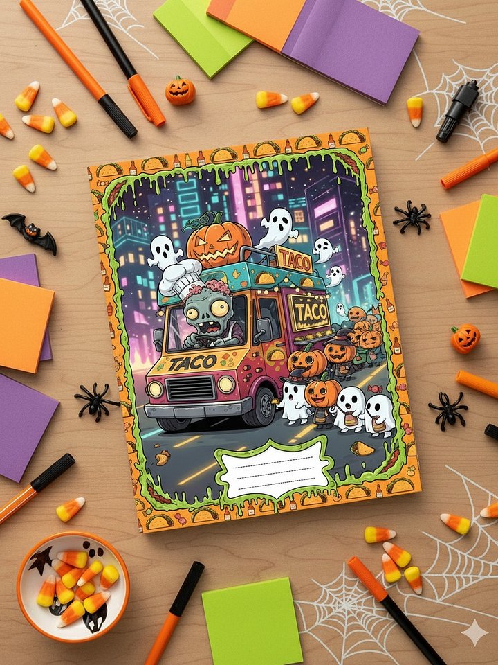 Spooky Taco Truck Halloween Notebook Cover - Digital Download product image (2)