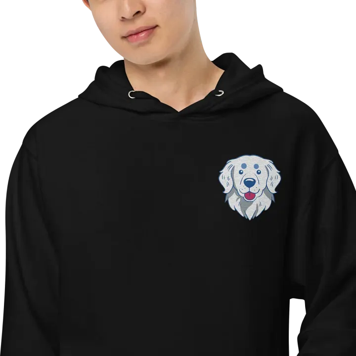 Smiling White Golden Retriever Pup Midweight Embroidered Hoodie product image (2)