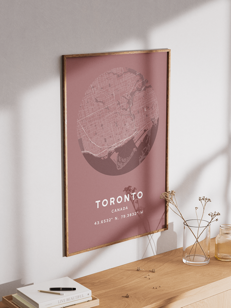 Toronto Street Map Poster – Red Minimalist Circular City Art product image (3)