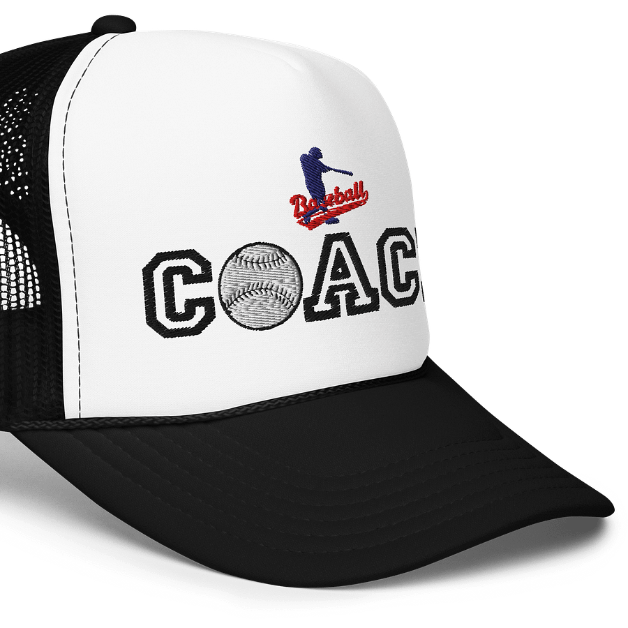 Baseball Coach Foam Trucker Hat – 3D Puff Embroidered Snapback product image (6)