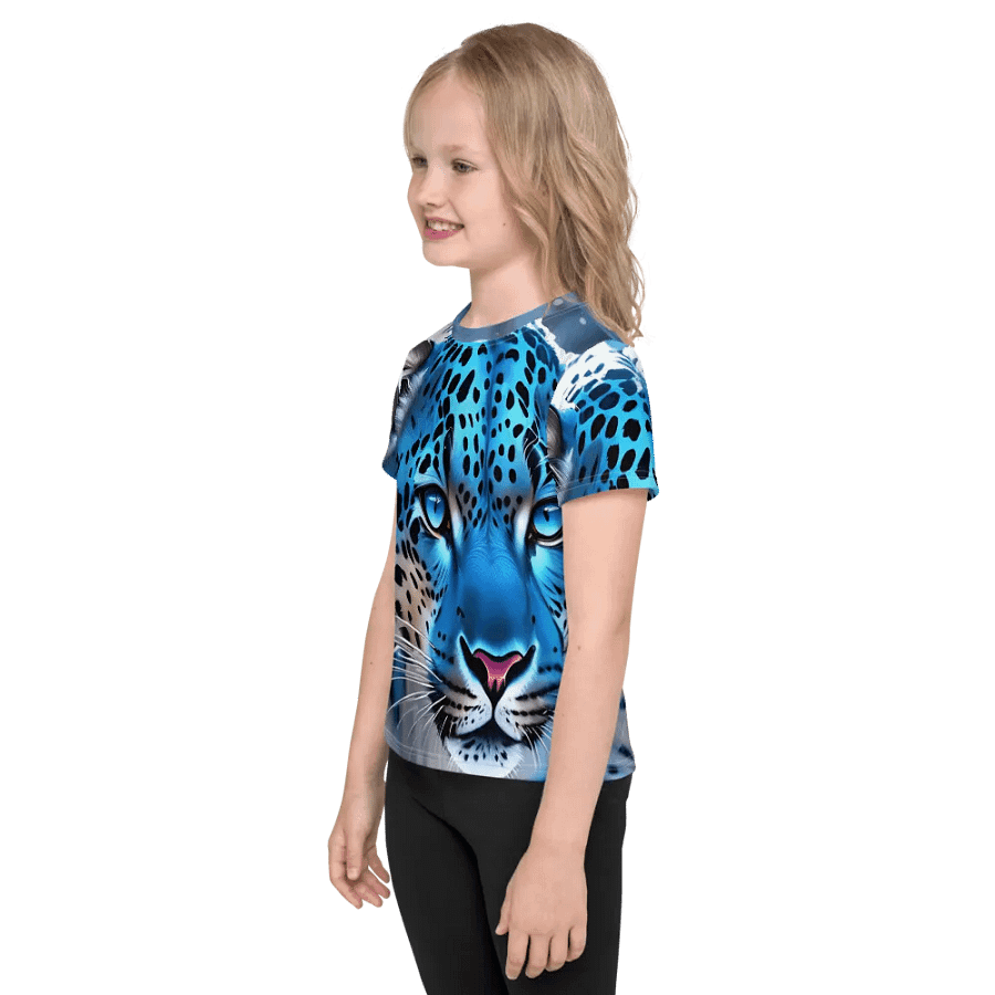 Electric Blue Leopard Kids T-Shirt product image (3)