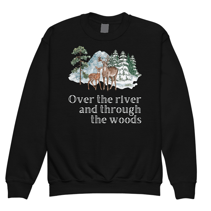 Over the River and Through the Woods Winter Holiday Youth Crewneck Sweatshirt product image (2)