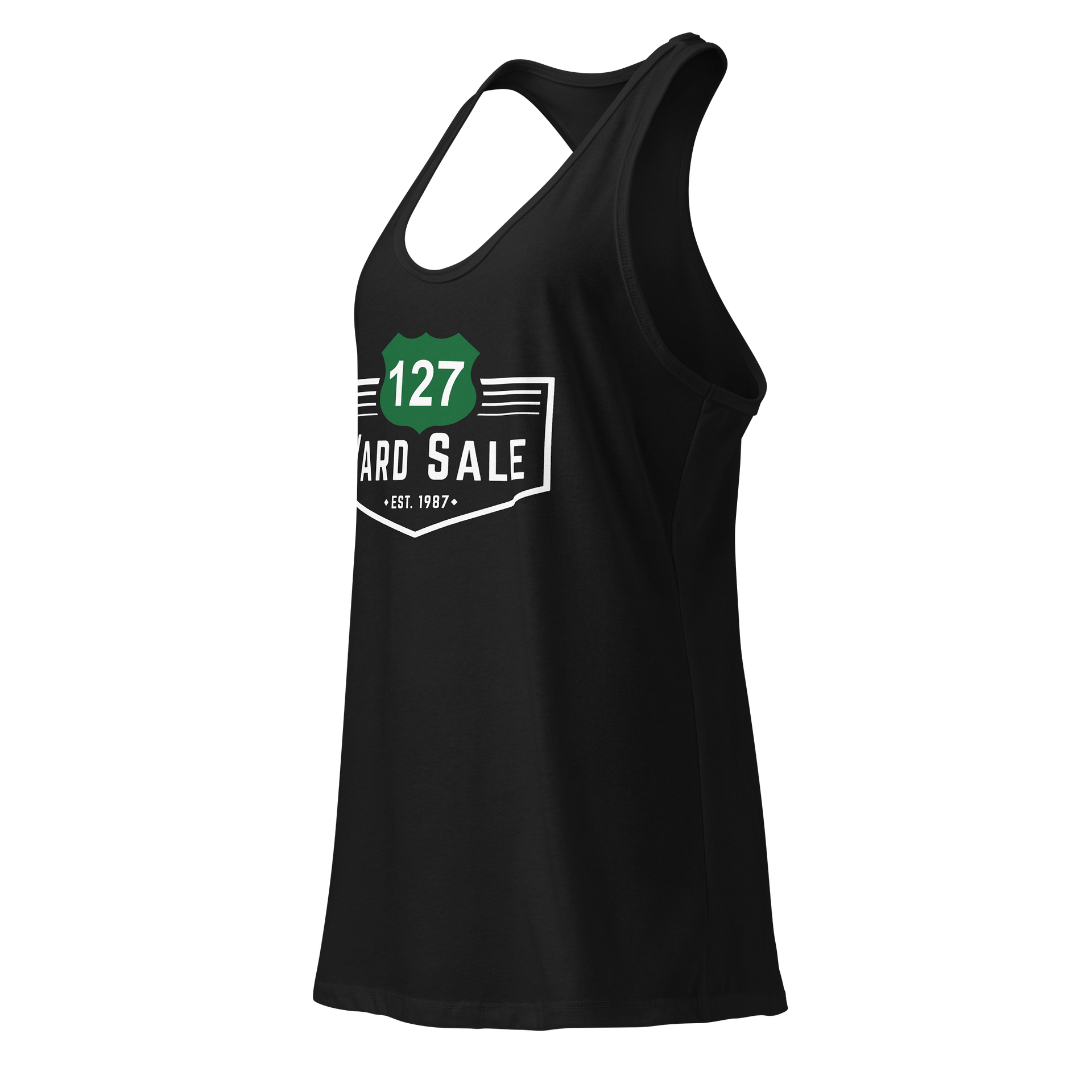 127 Yard Sale (2025) Vintage - Next Level Women's Racerback Tank Top - Black product image (3)