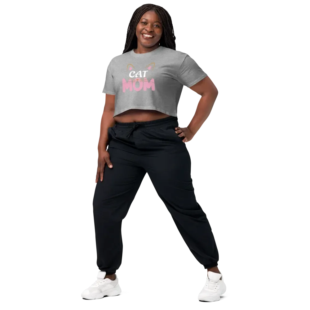 Whiskered Cat Mom Crop Top product image (10)