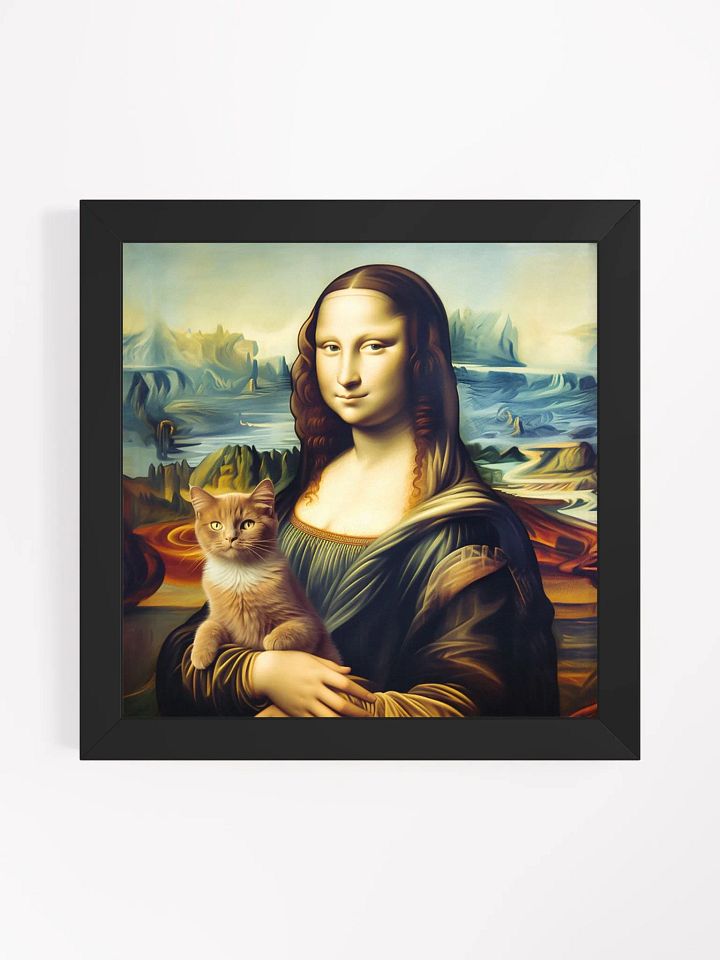 Smiling Mona Lisa and Her Cat Funny Wall Art product image (1)