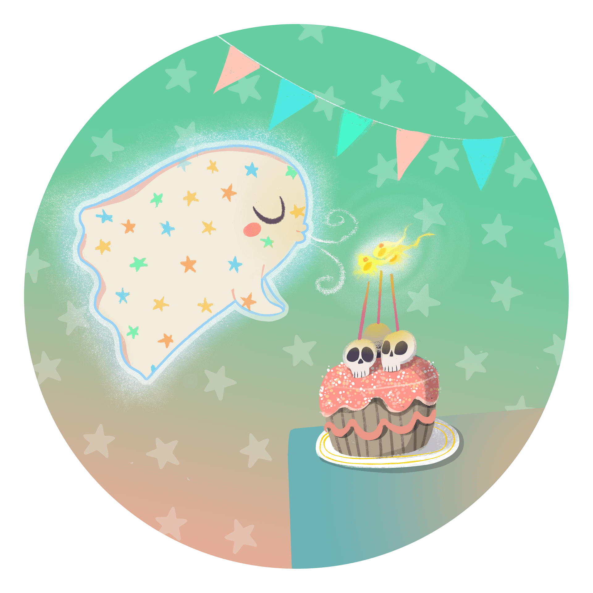 Pastel Little Ghost Birthday Cake - T-Shirt product image (2)
